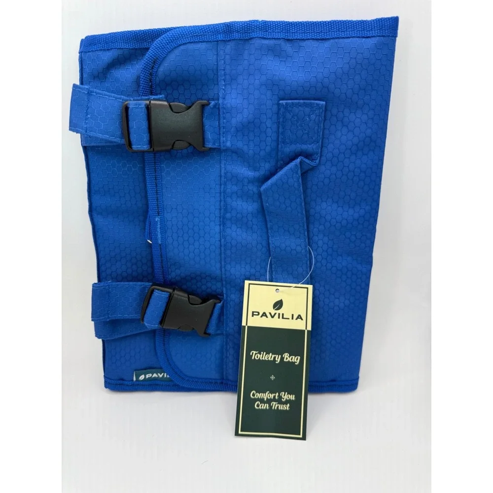 Hanging Toiletry Bag Travel‎ Organizer Pavilia Blue Foldable Cosmetic Makeup Ca